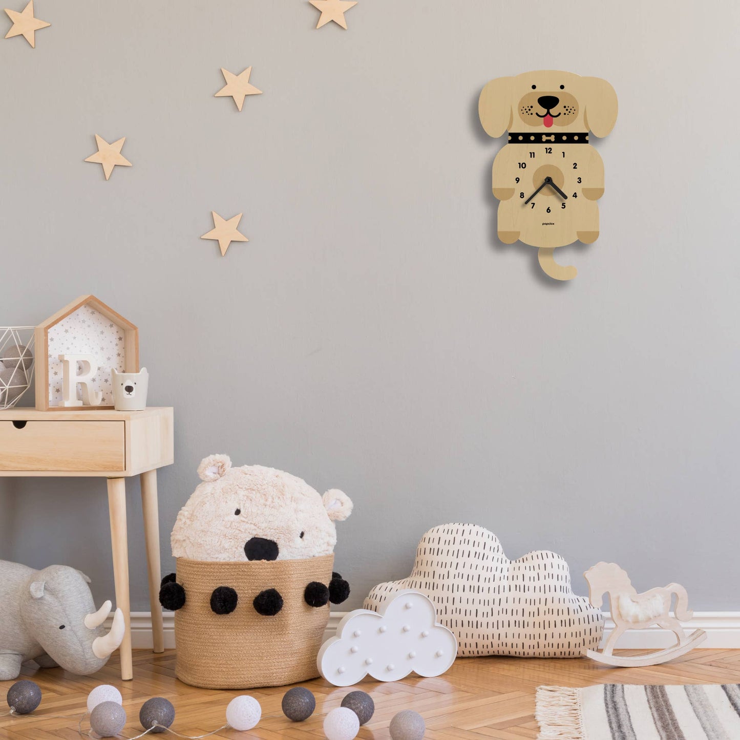 Puppy Pendulum Clock - Wood