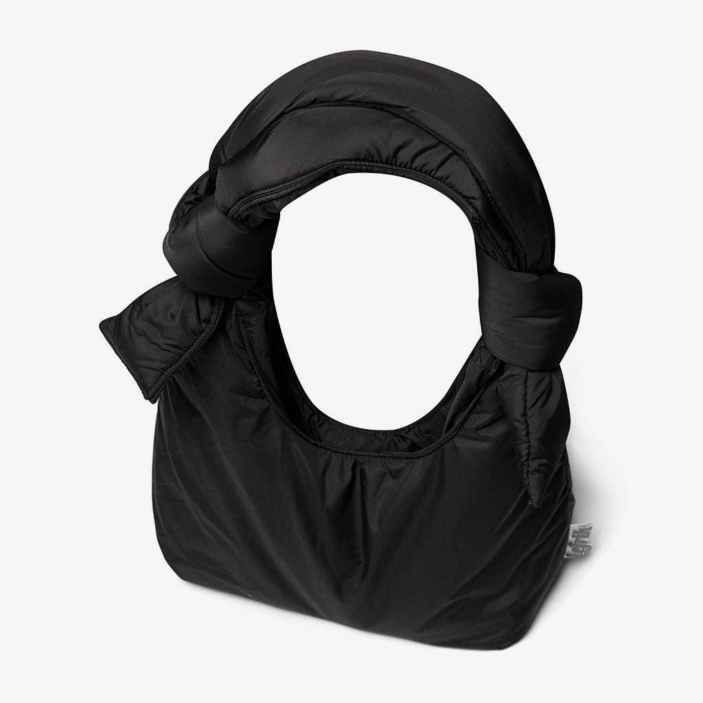 Black hooded bag on a white background