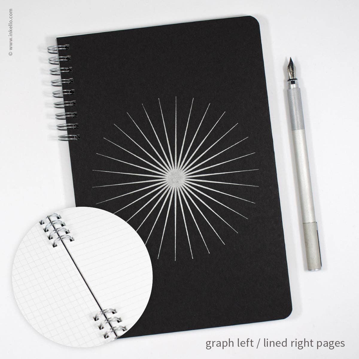 Big Burst Spiral Notebook with Black Cover + Silver Ink