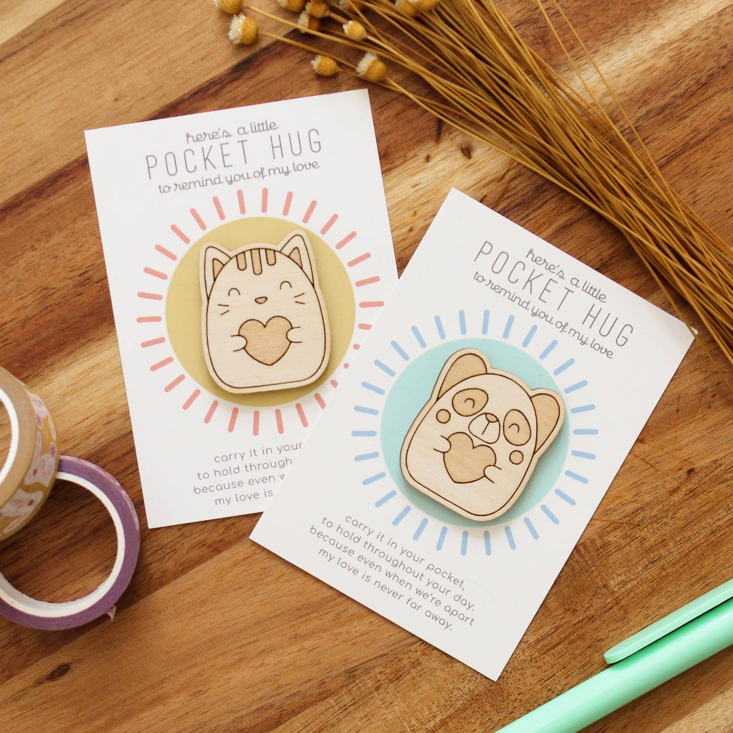Wooden Pocket Hug, Panda. Thinking of You Gift