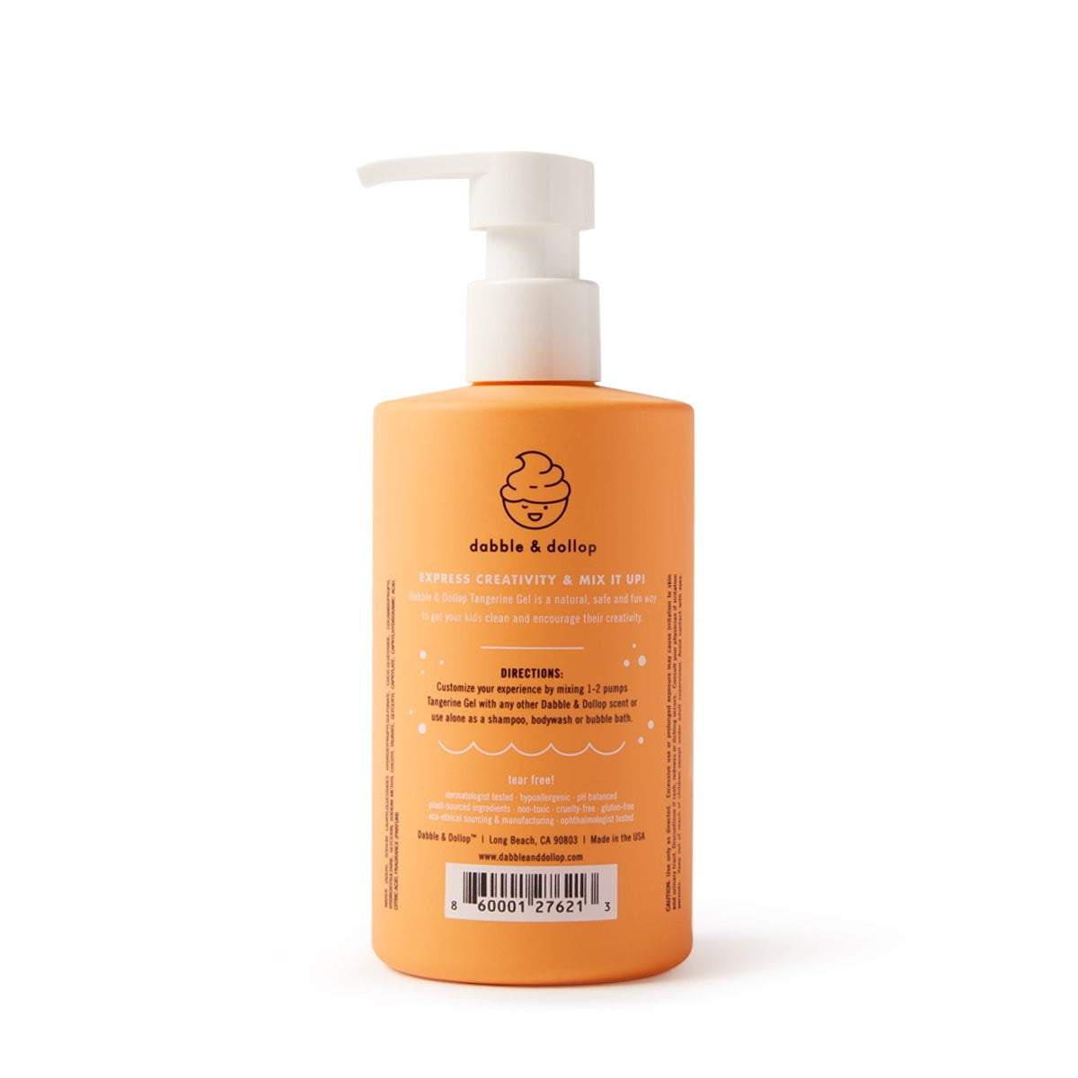 Orange bottle with pump on a white background