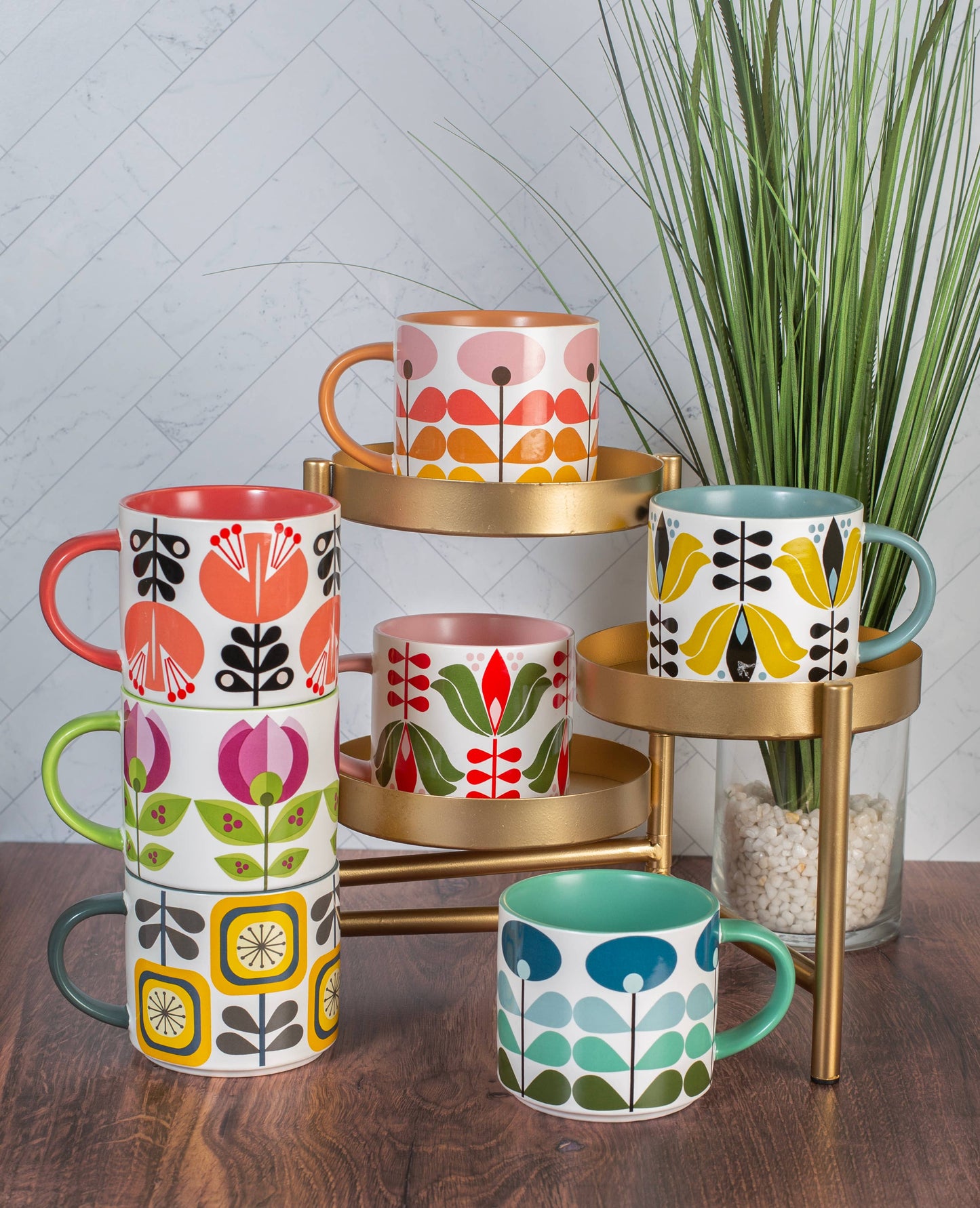 Sunflower Mid Century Modern Stackable Matte Coffee Mug