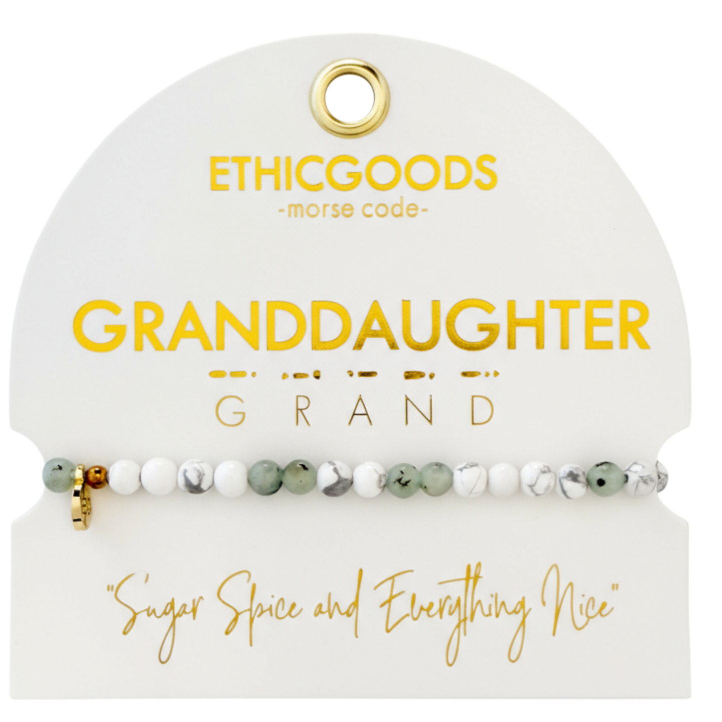 Bracelet set on a 'Granddaughter' card with 'Ethicgoods' branding
