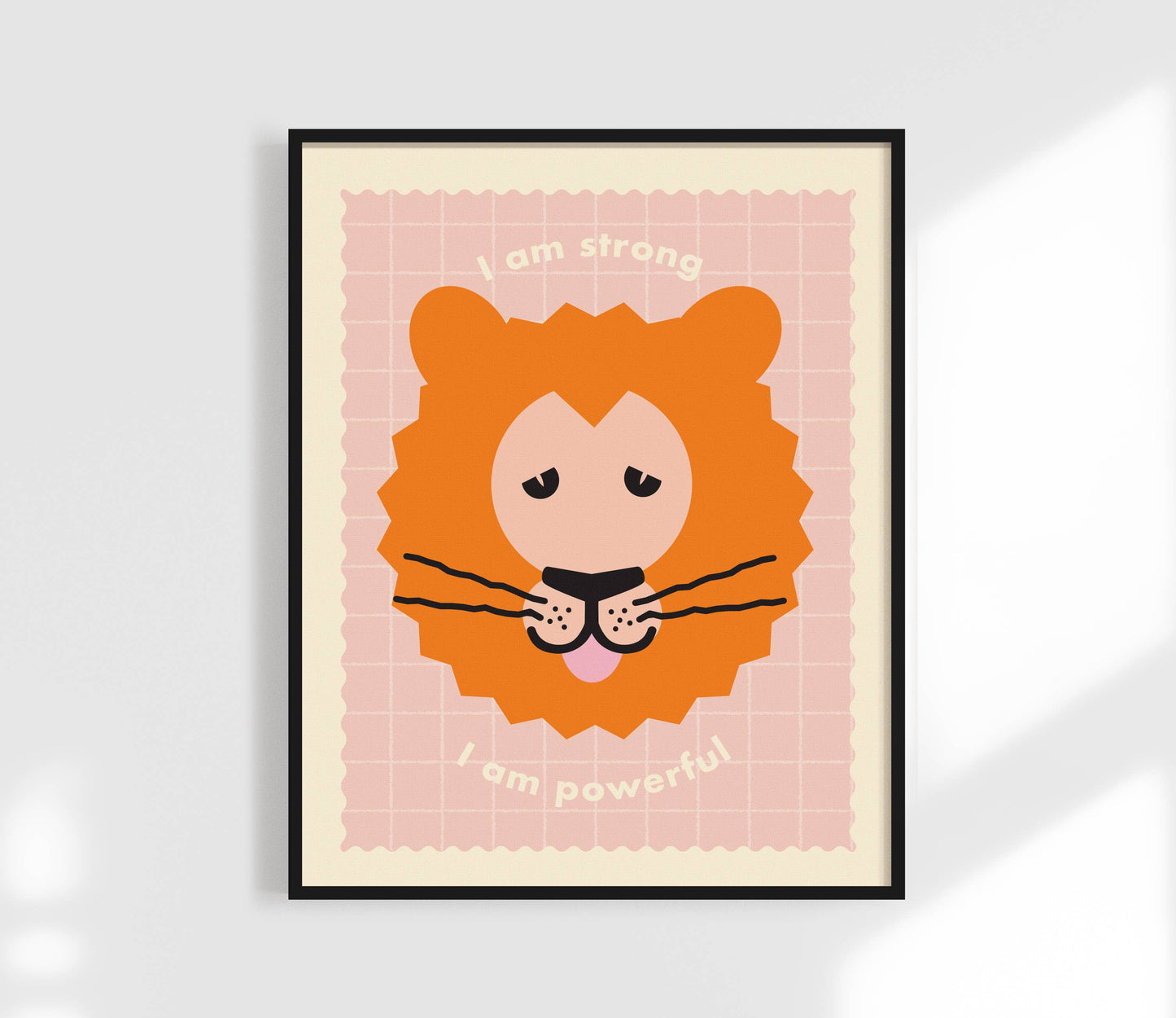 I Am Powerful Print / Cute Lion / Kids Affirmation Art