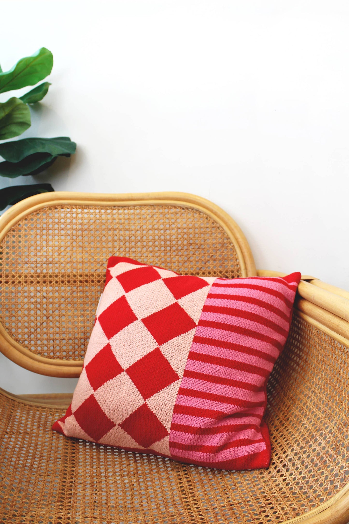 Diamond Checkerboard Knit Throw Pillow