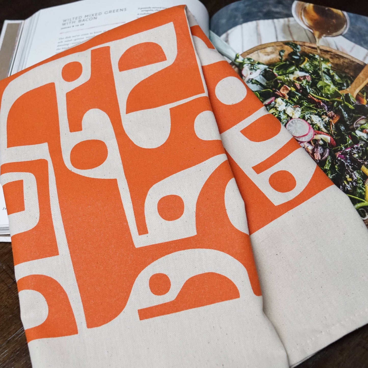 Mid Century Shapes - Screen-Printed Cotton Natural Tea Towel