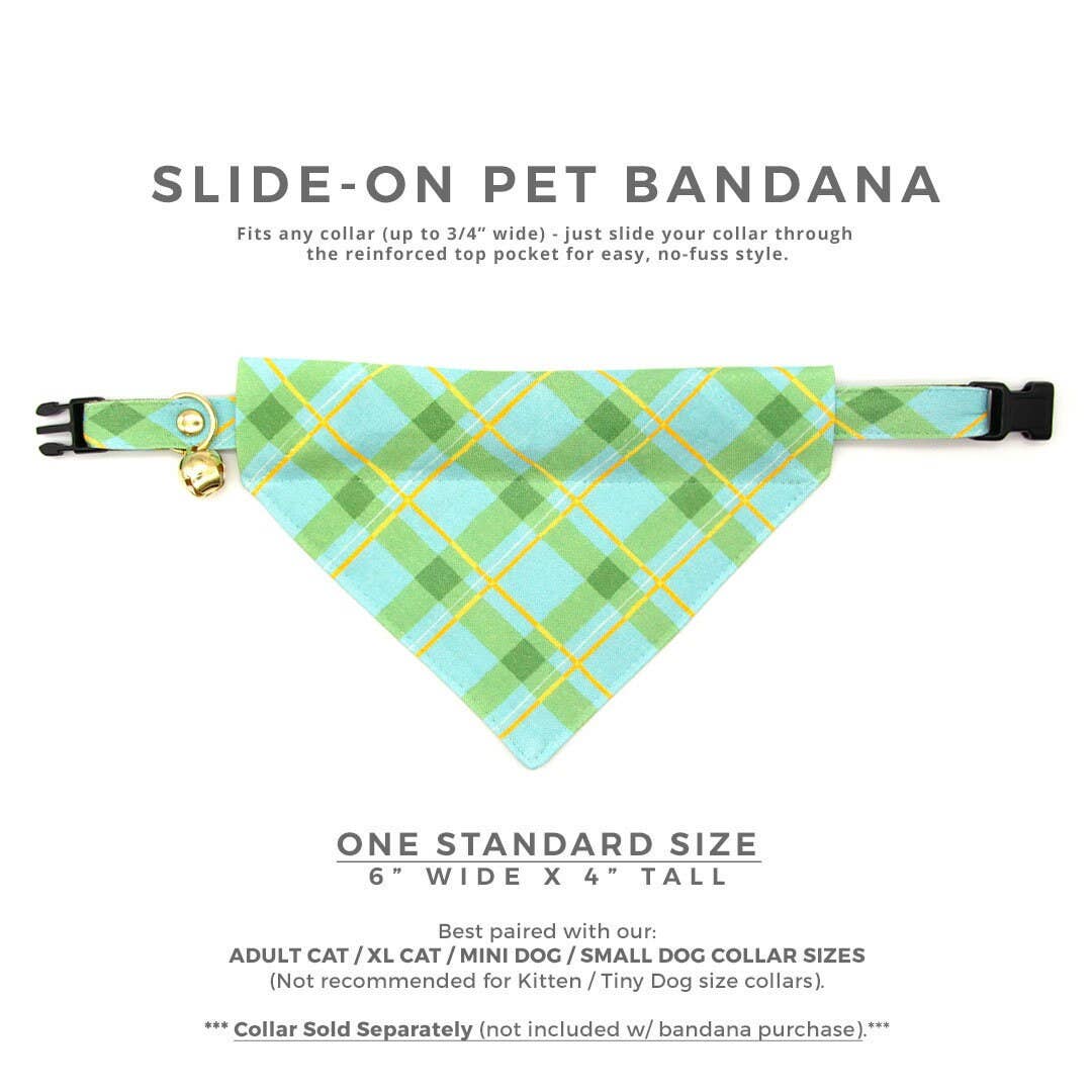 "Carmel" - Green Plaid Bandana For Cats & Small Dogs