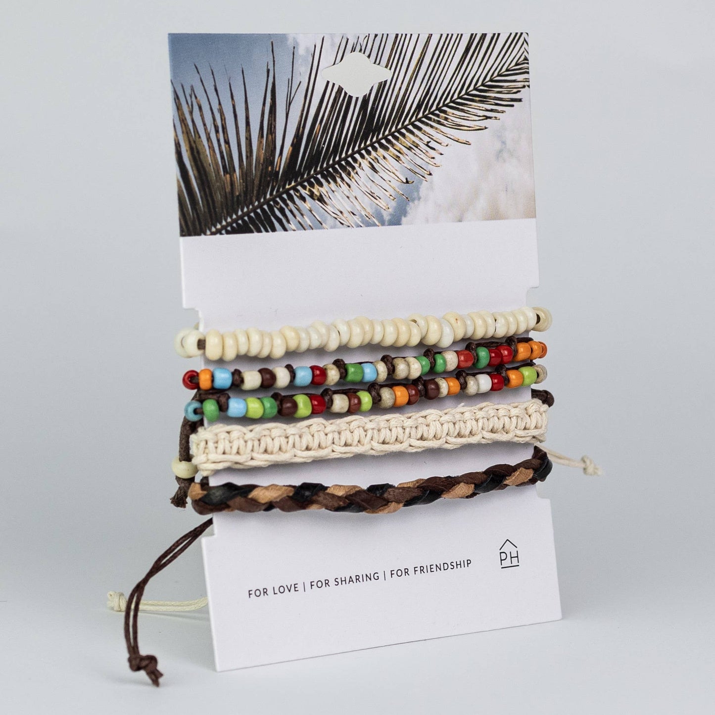Palm Card Color Stack Pull Bracelets Set/4