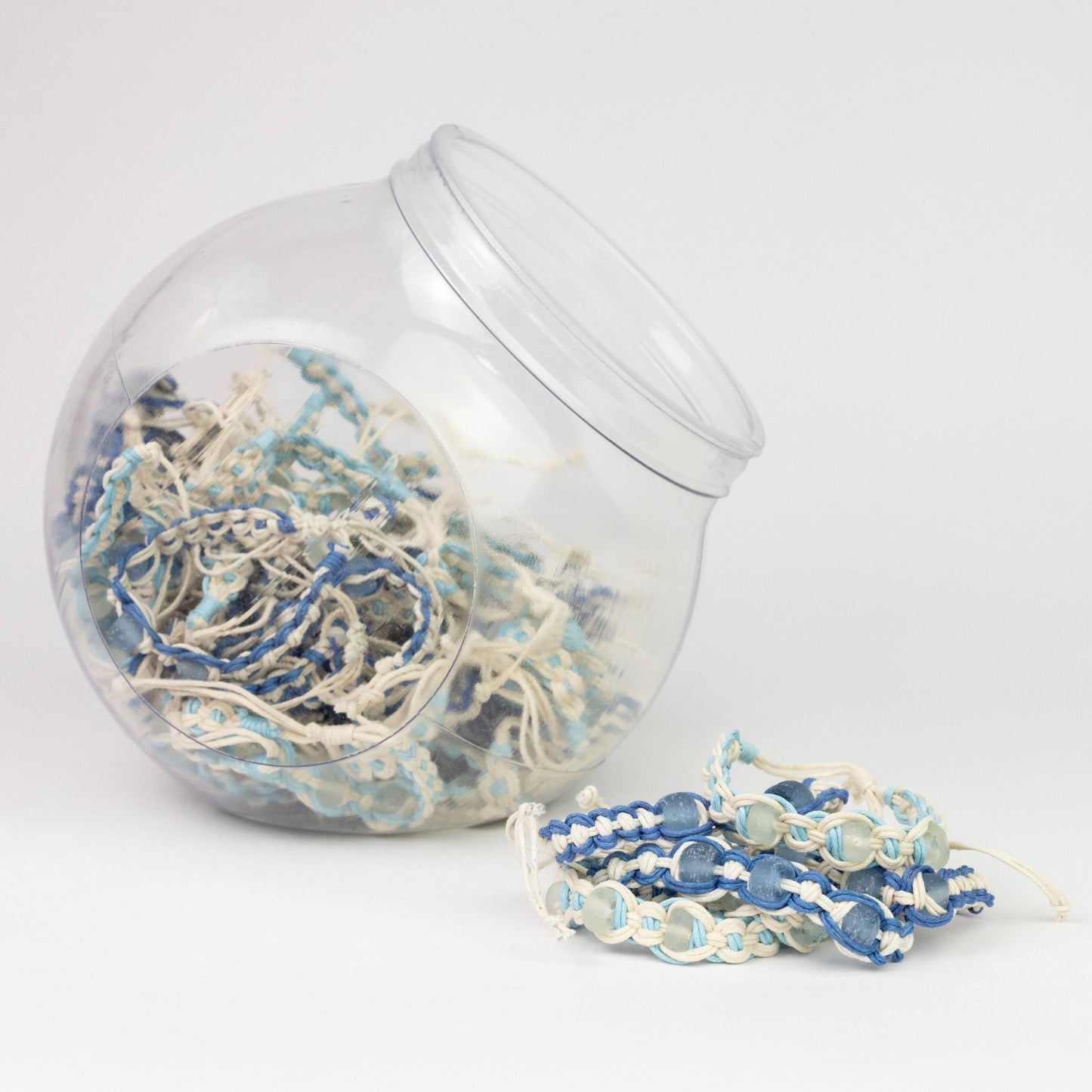 Beach Glass Woven Pull Bracelet