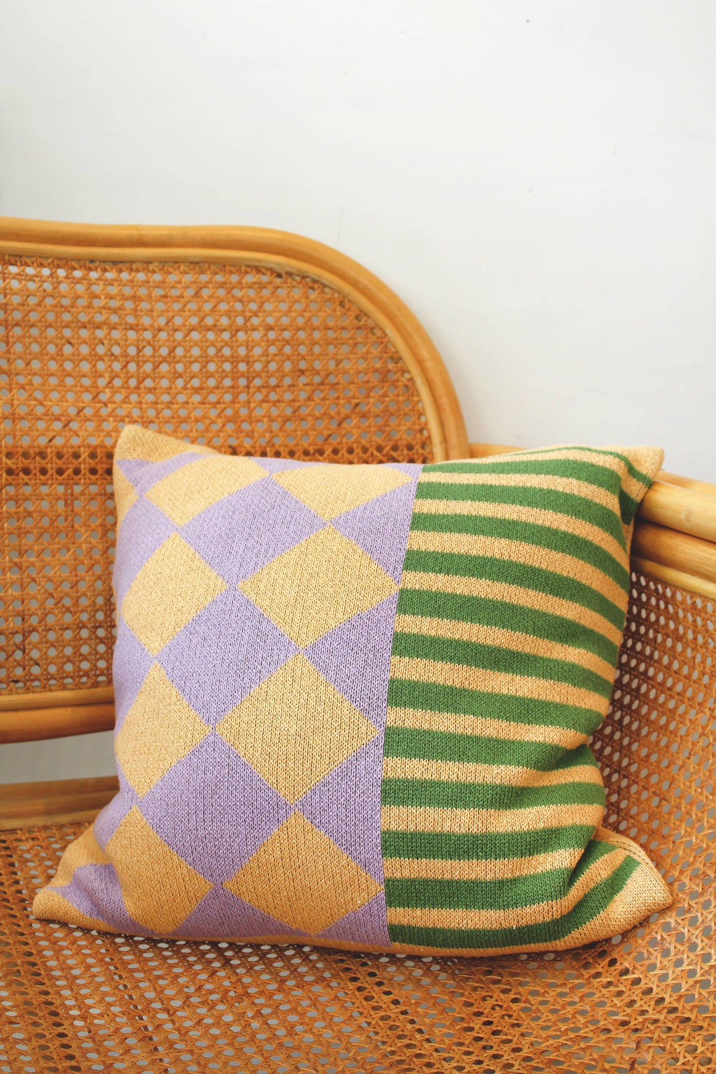 Diamond Checkerboard Knit Throw Pillow