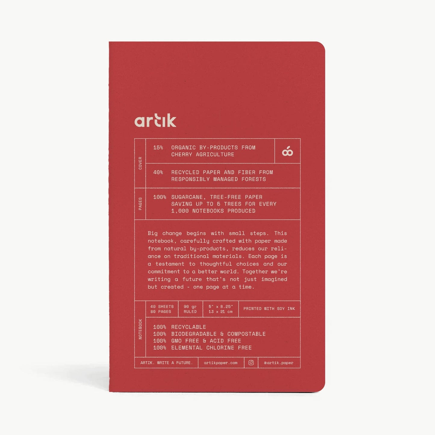 Artik Pack Of 2 Singer Sewn Notebooks | Ruled | Cherry
