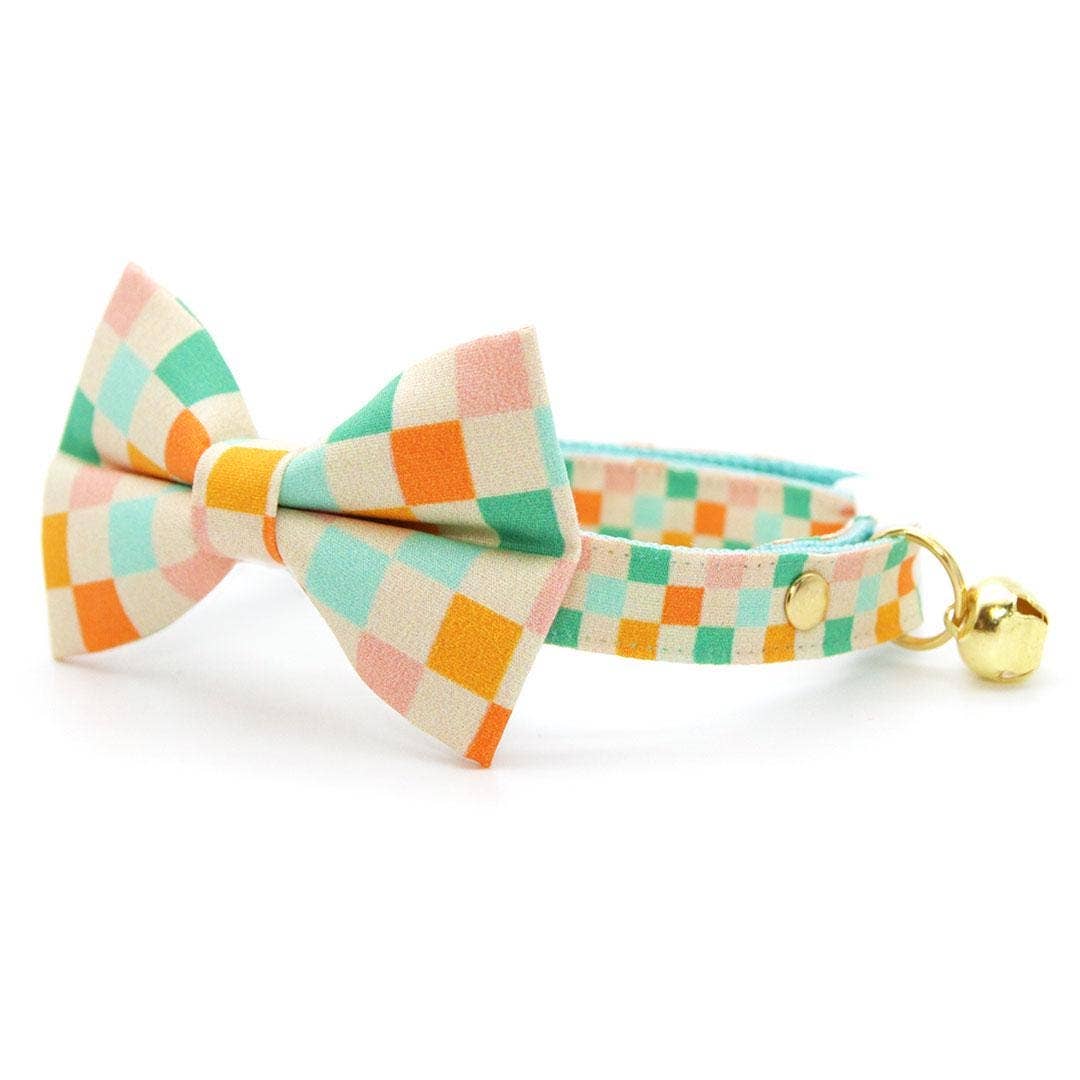 "Checkmate" - Pastel Checkered Bow Tie for Cats + Small Dogs