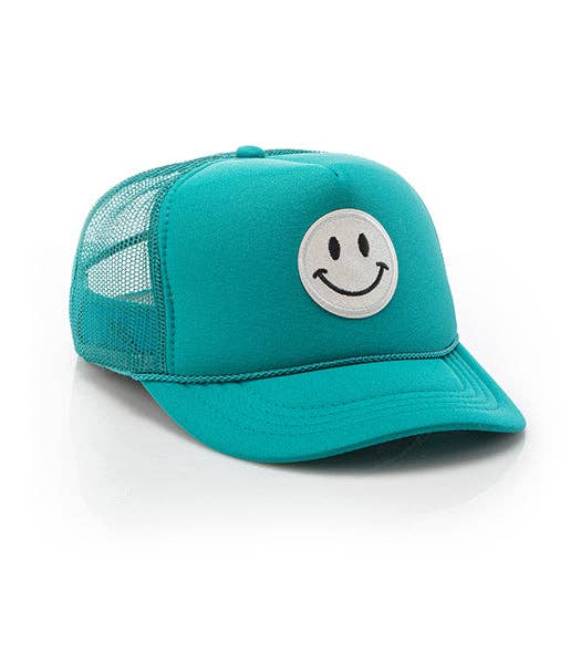 Kids Glitter Smiley Face Trucker Hat