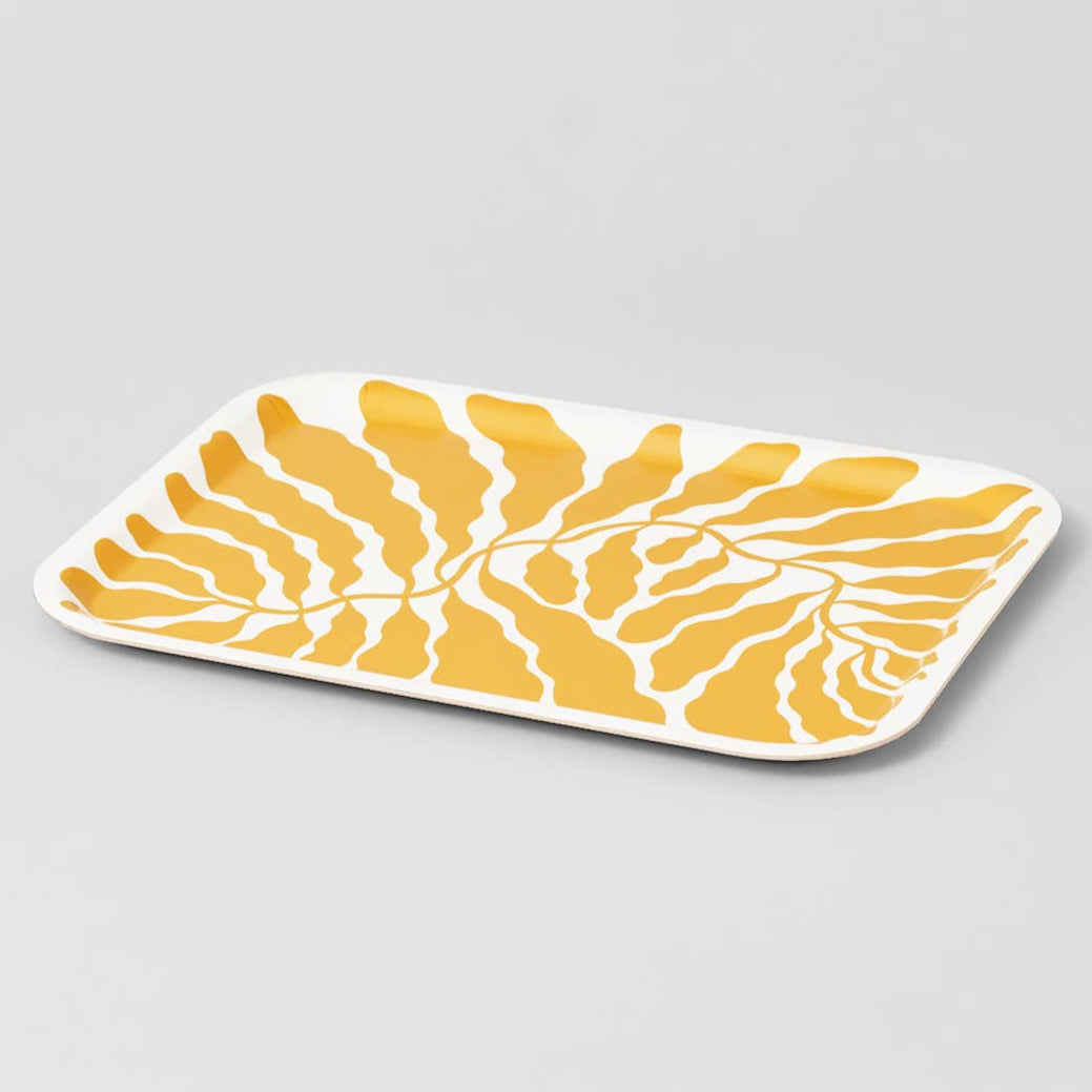 Yellow Leaves Rectangle Birch Serving Tray