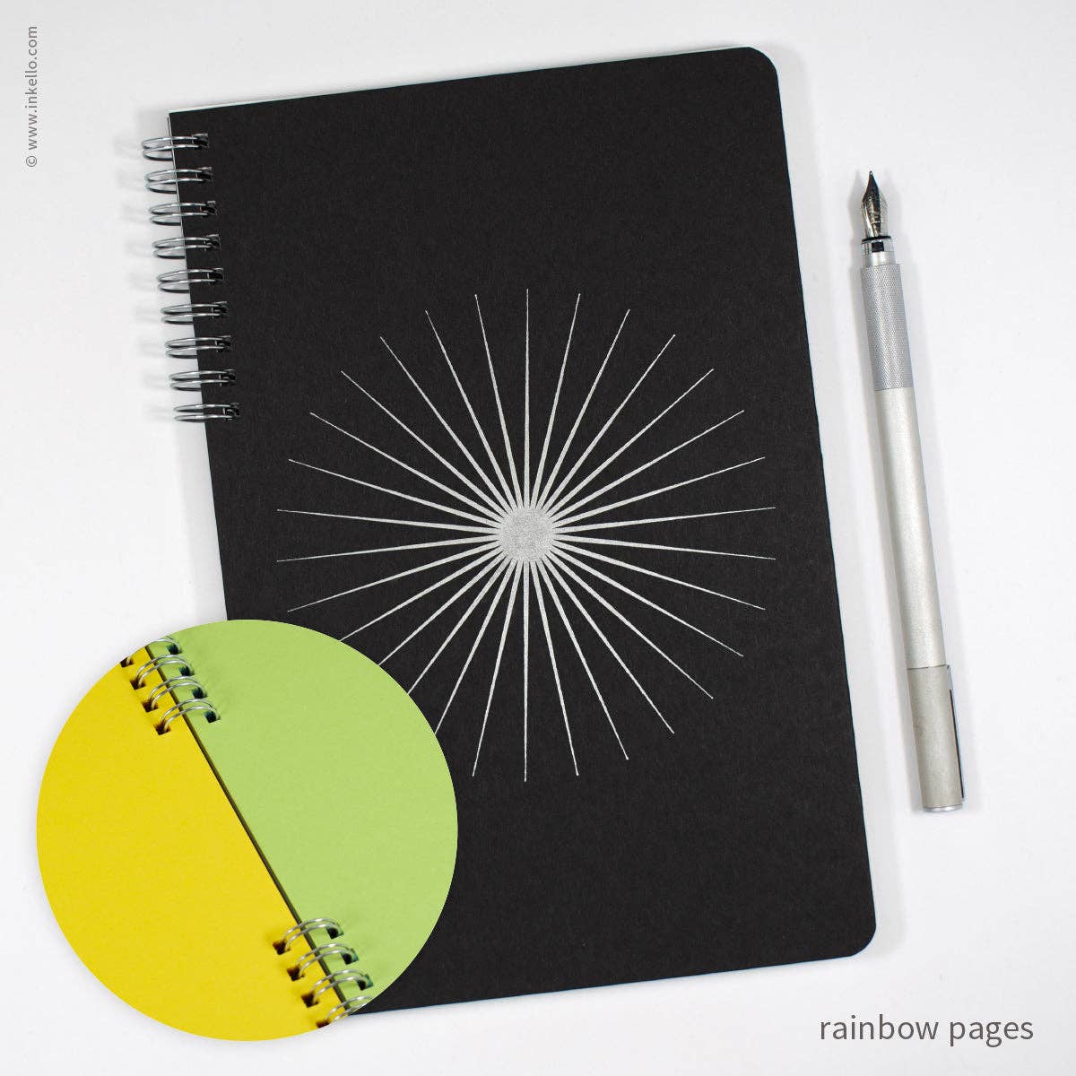 Big Burst Spiral Notebook with Black Cover + Silver Ink