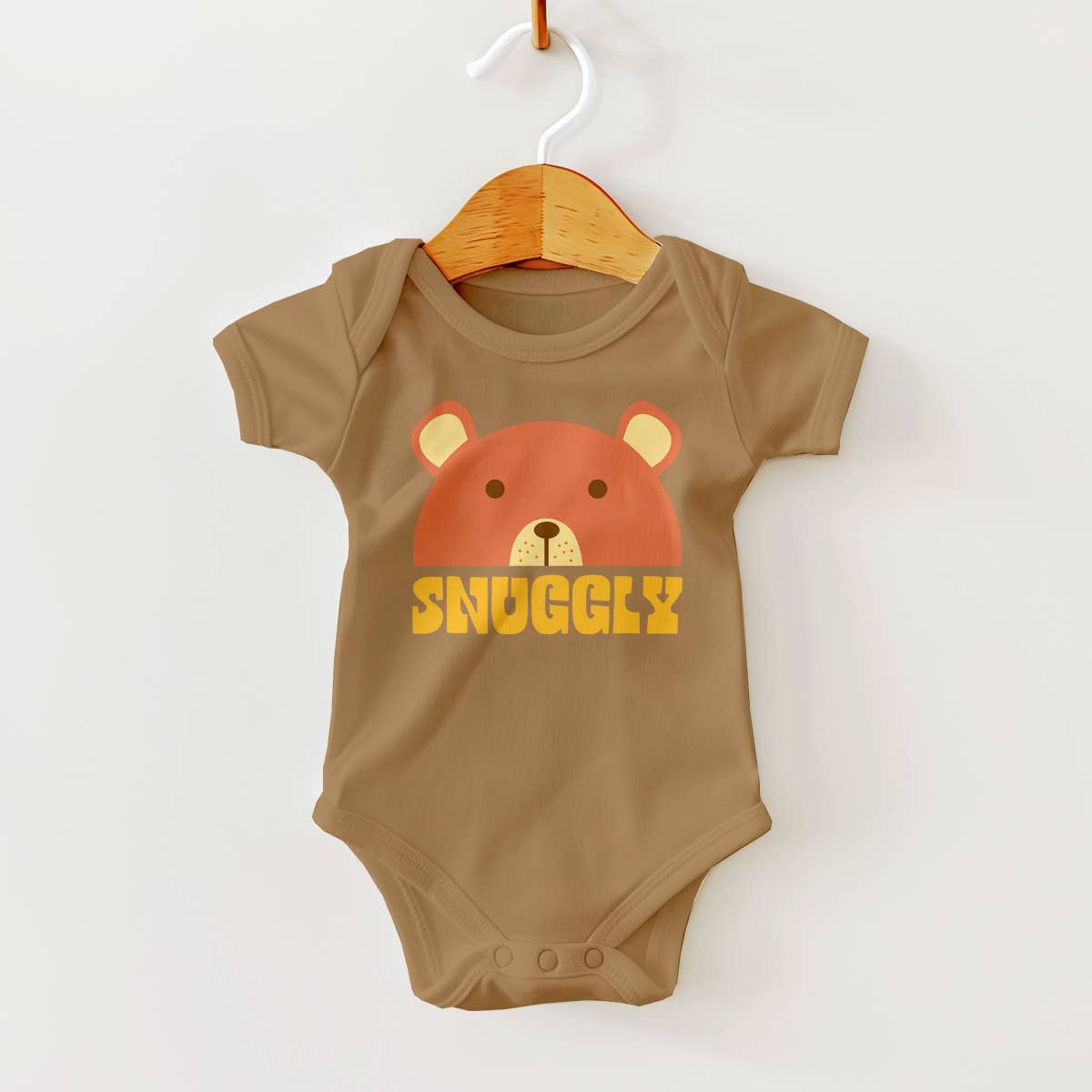Snuggly Teddy Bear on Brown Baby Bodysuit
