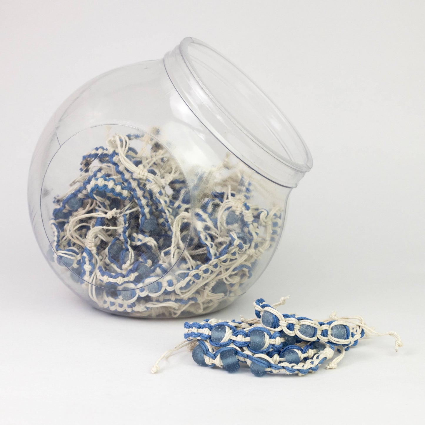 Beach Glass Woven Pull Bracelet
