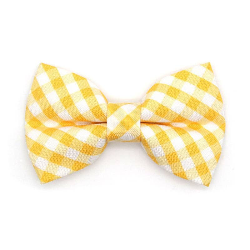 "Picnic" - Yellow Gingham Bow Tie for Cats + Small Dogs