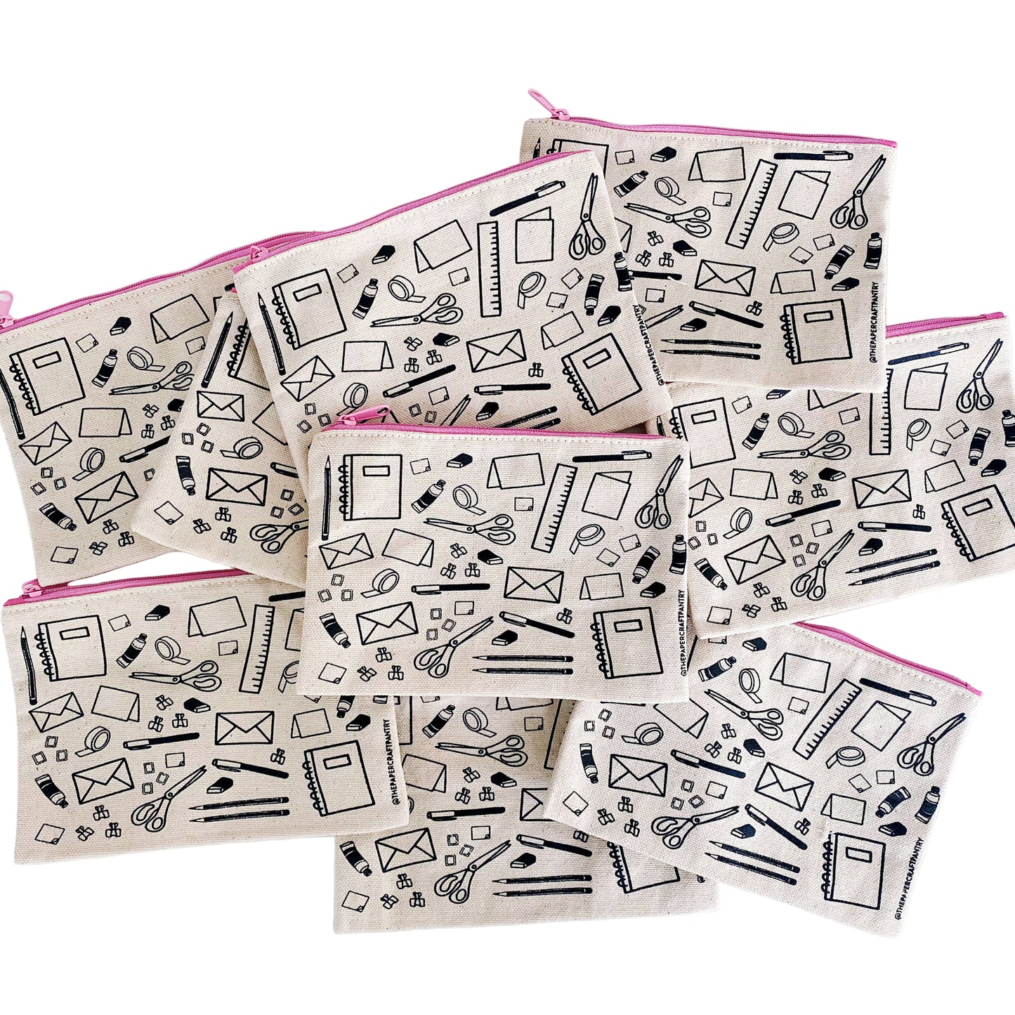 Cotton Canvas Pouch: Pink Stationery