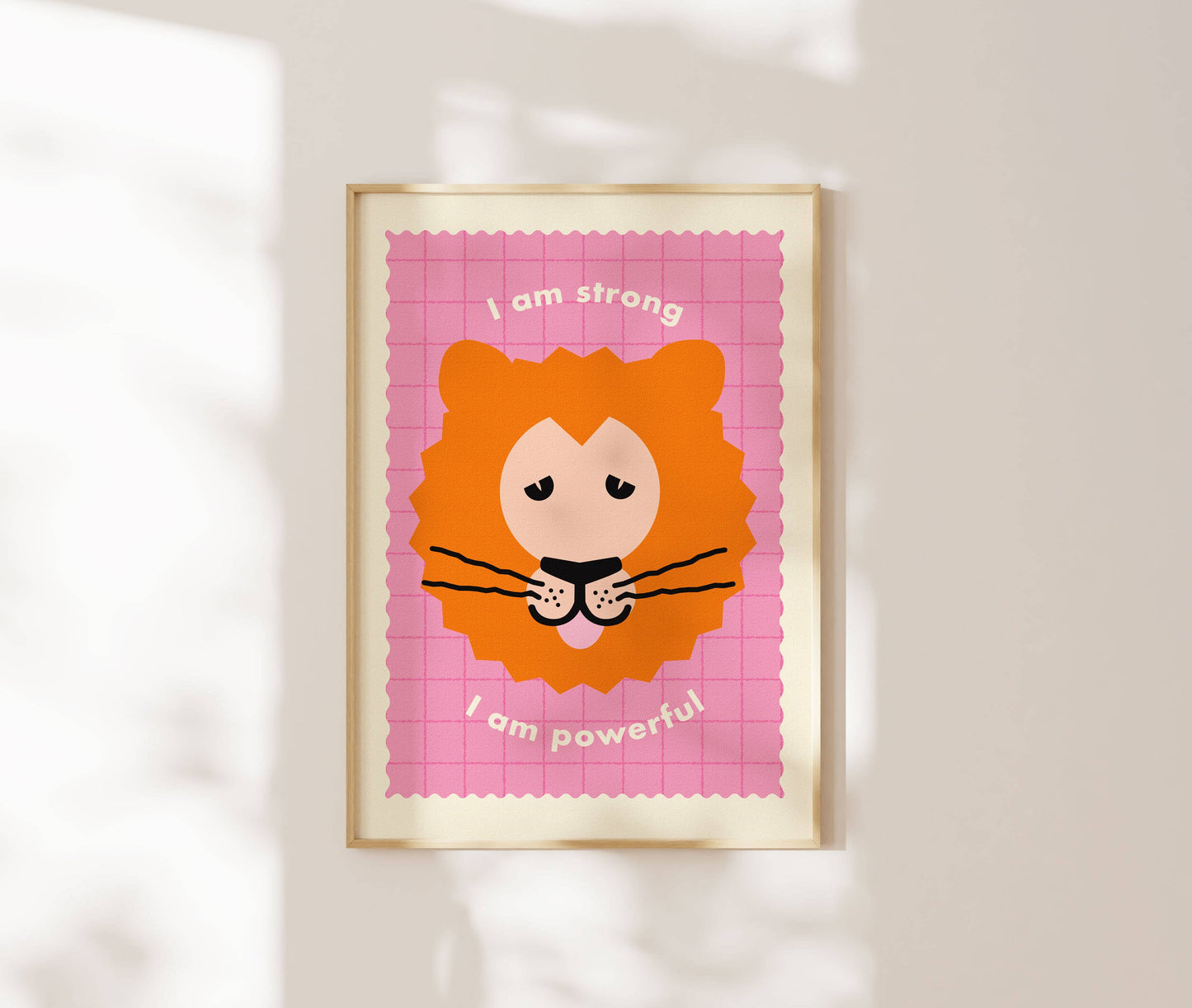 I Am Powerful Print / Cute Lion / Kids Affirmation Art