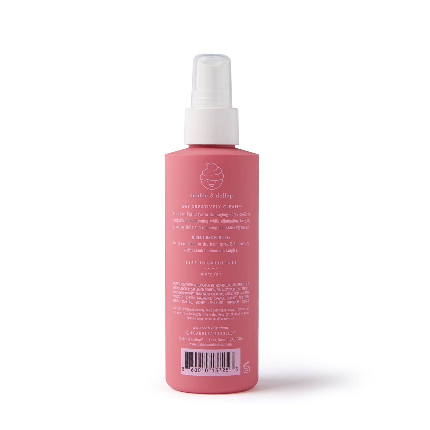 Pink spray bottle with white nozzle on a white background