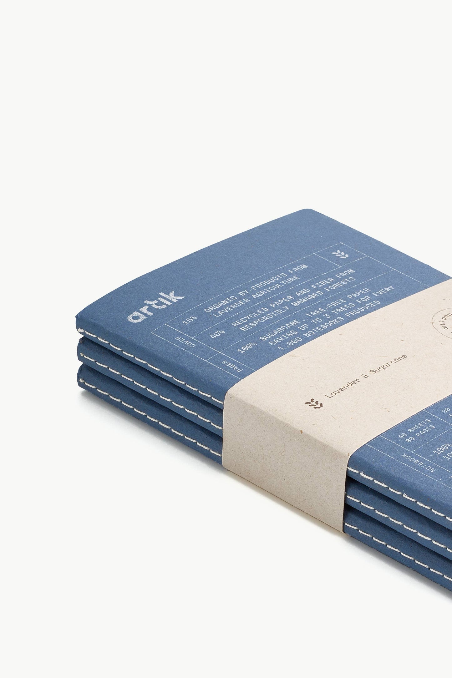 Artik Pack Of 3 Pocket Singer Sewn Notebooks Ruled Lavender