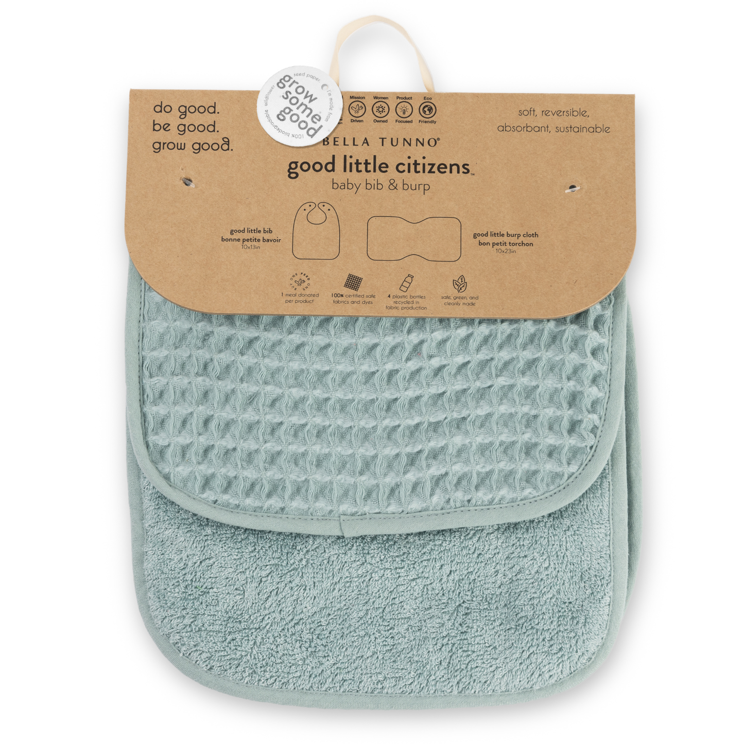 Reversible Bib + Burp Set Rain