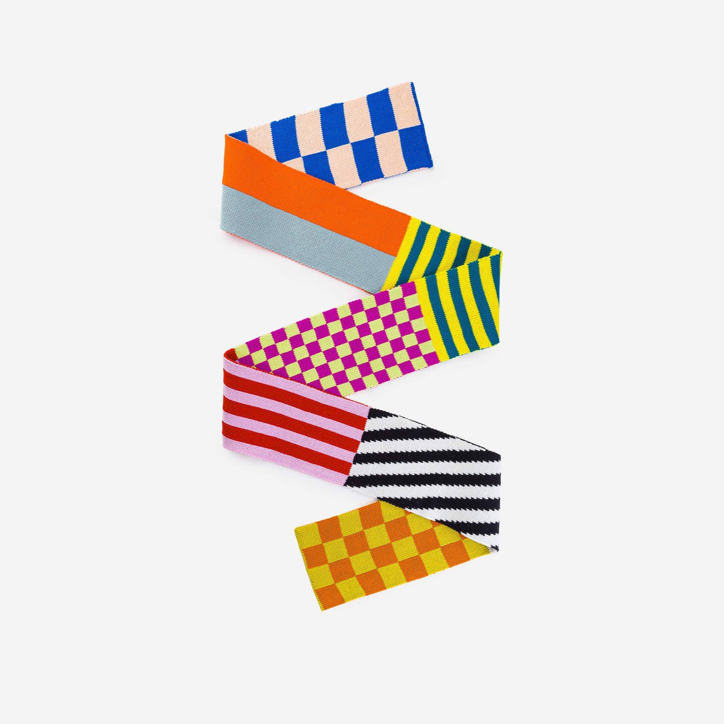 Set of colorful patterned headbands on a white background