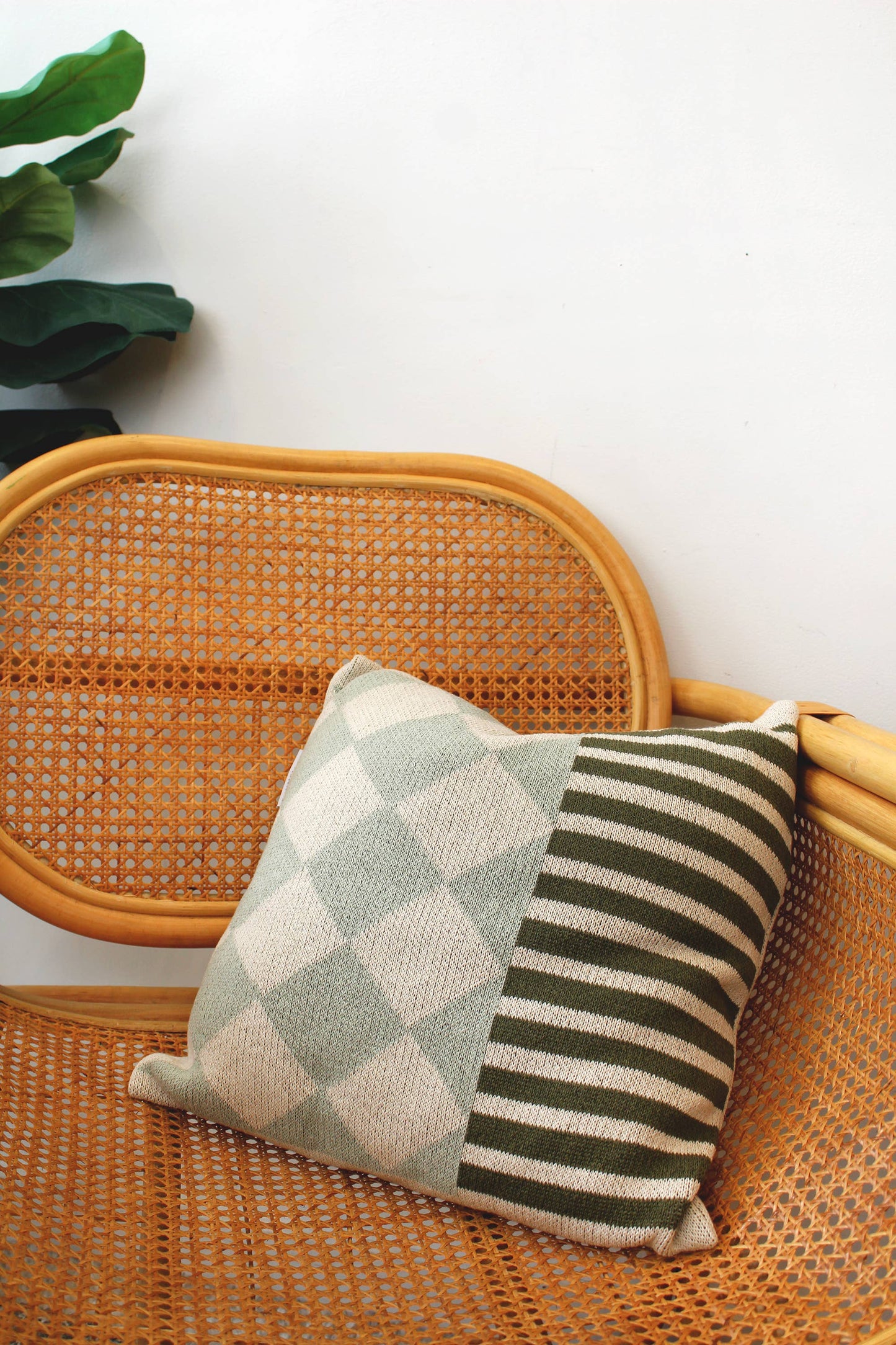 Diamond Checkerboard Knit Throw Pillow