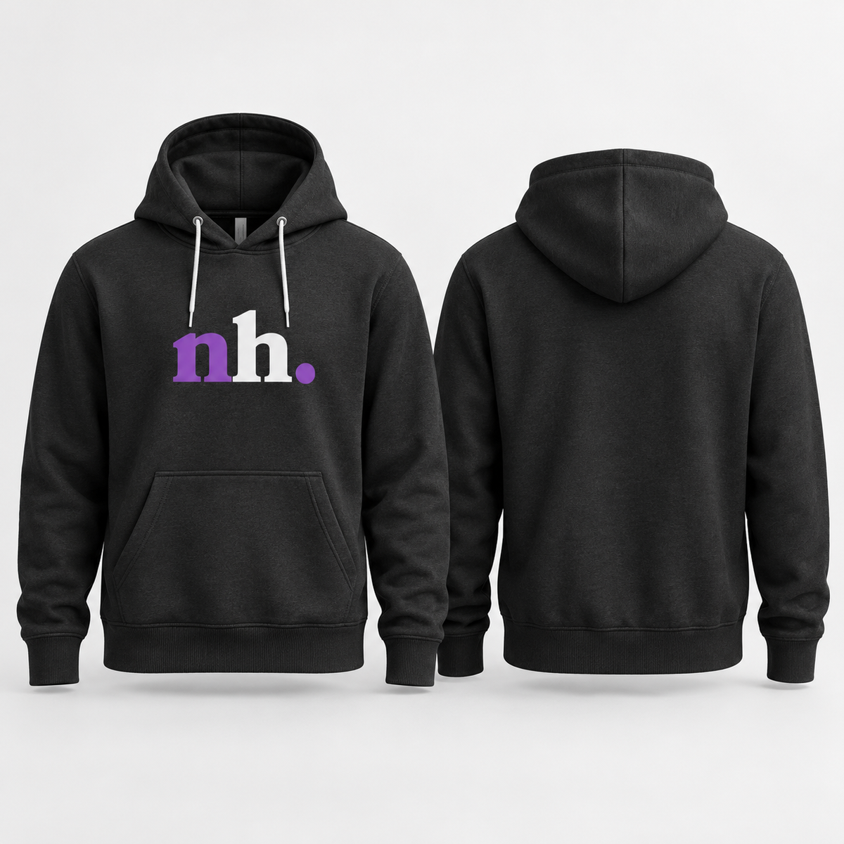 black sweatshirt with nh written