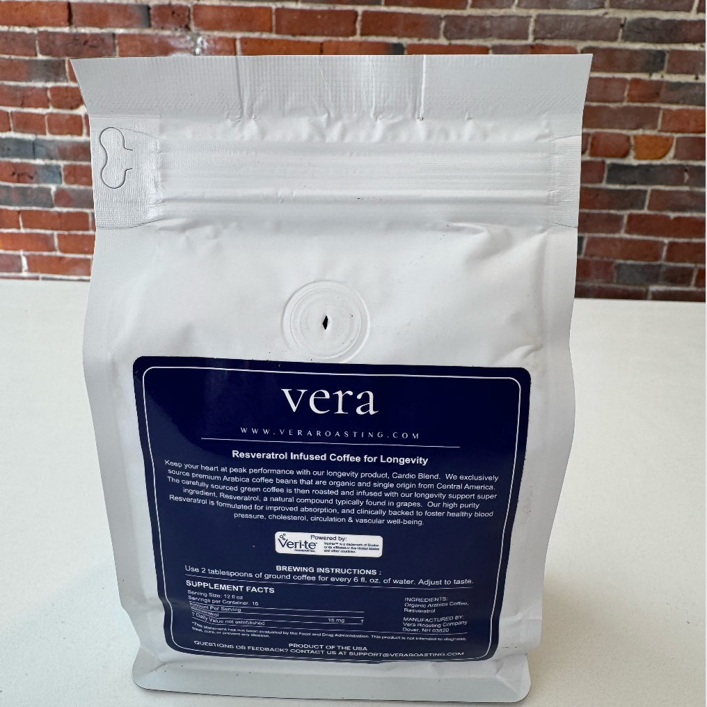 Vera coffee package with a brick wall background