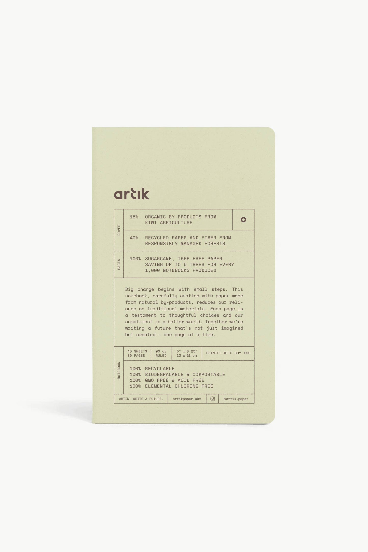 Artik Pack Of 2 Singer Sewn Notebooks | Ruled | Kiwi