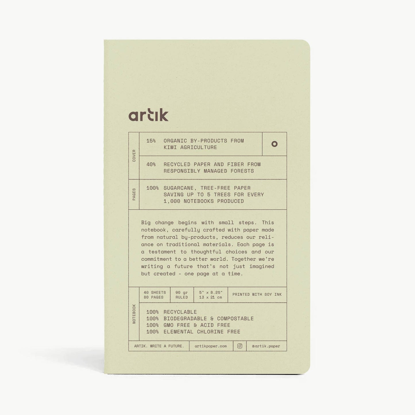 Artik Pack Of 2 Singer Sewn Notebooks | Ruled | Kiwi