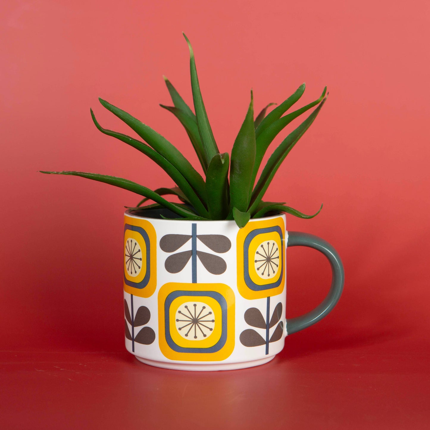 Sunflower Mid Century Modern Stackable Matte Coffee Mug