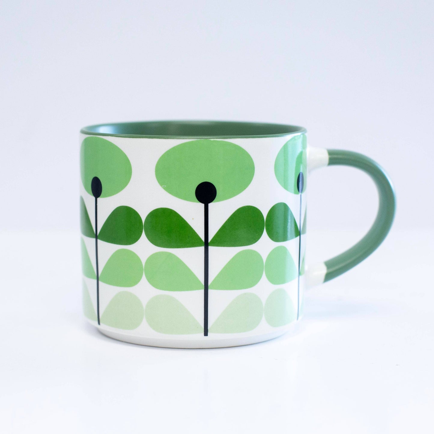 Pistachio Green Mod Flower Mid Century Stackable Coffee Mug