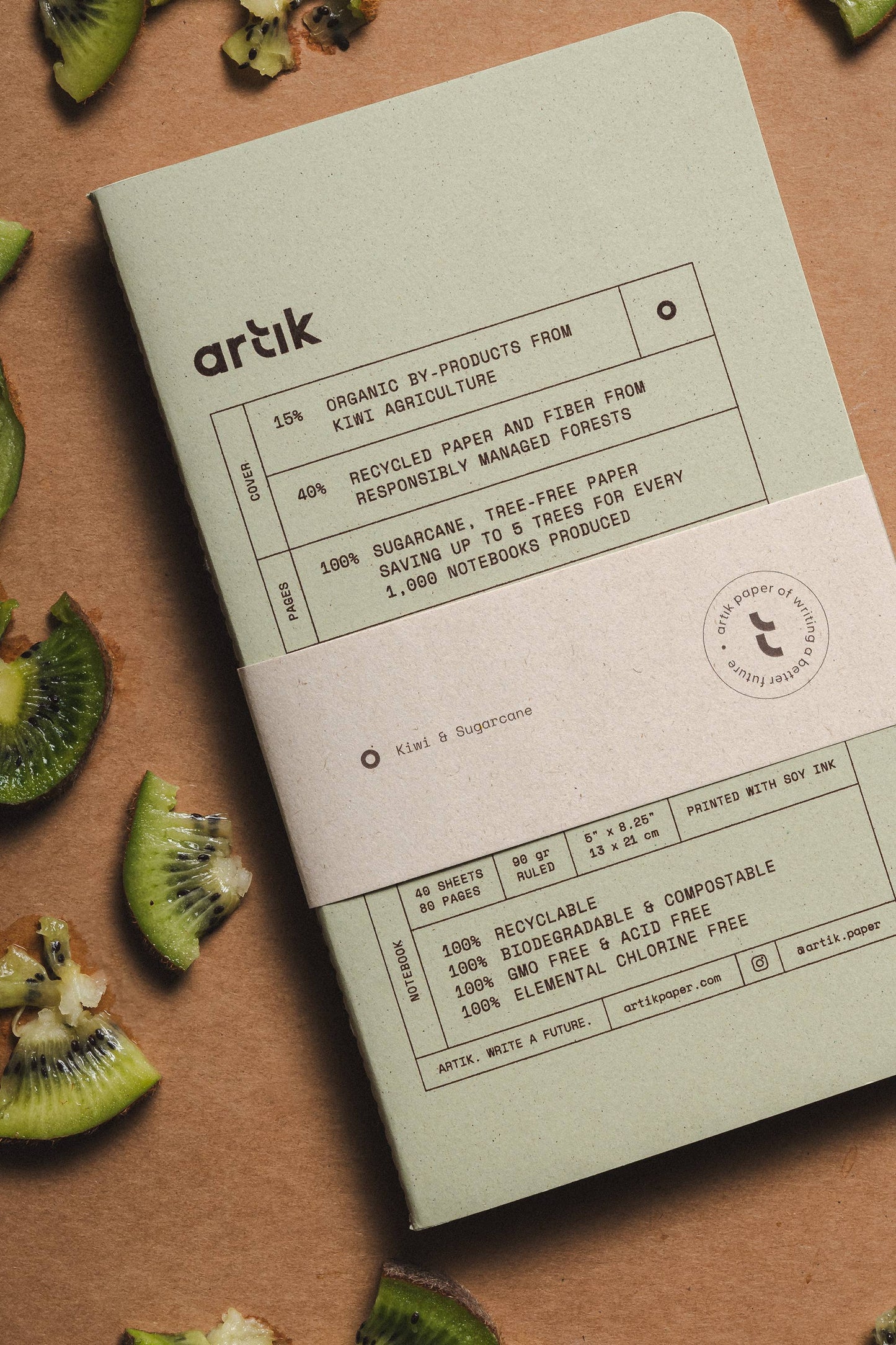 Artik Pack Of 2 Singer Sewn Notebooks | Ruled | Kiwi