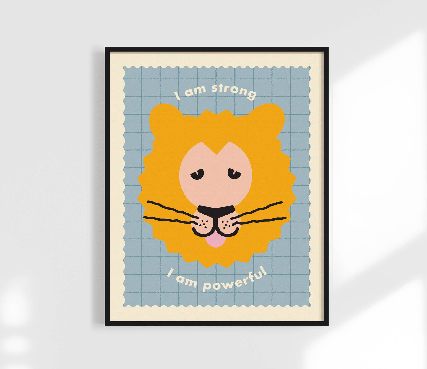 I Am Powerful Print / Cute Lion / Kids Affirmation Art