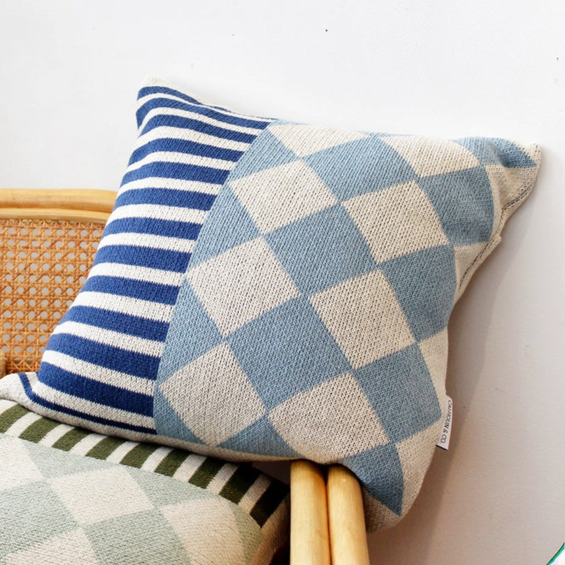 Diamond Checkerboard Knit Throw Pillow