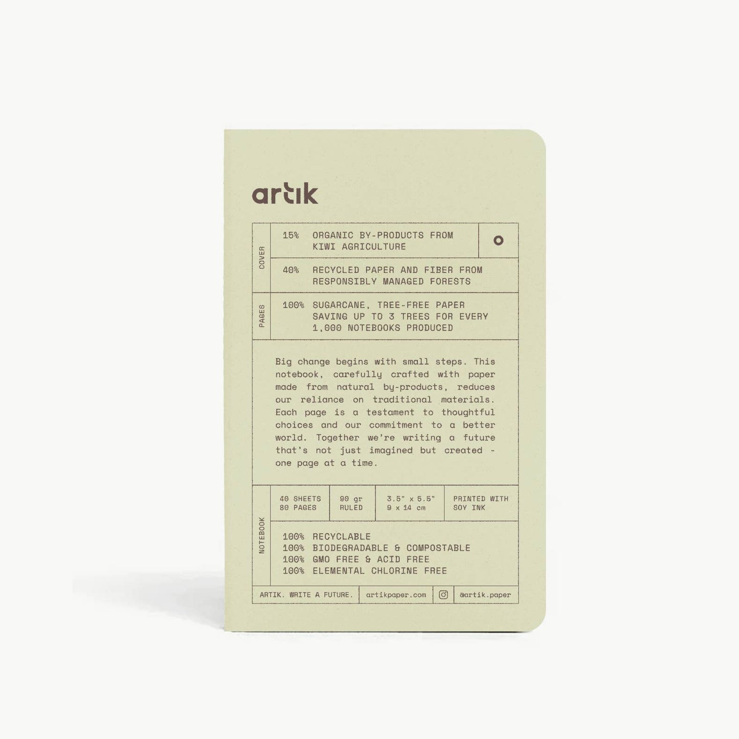 Artik Pack Of 3 Pocket Singer Sewn Notebooks | Ruled | Kiwi