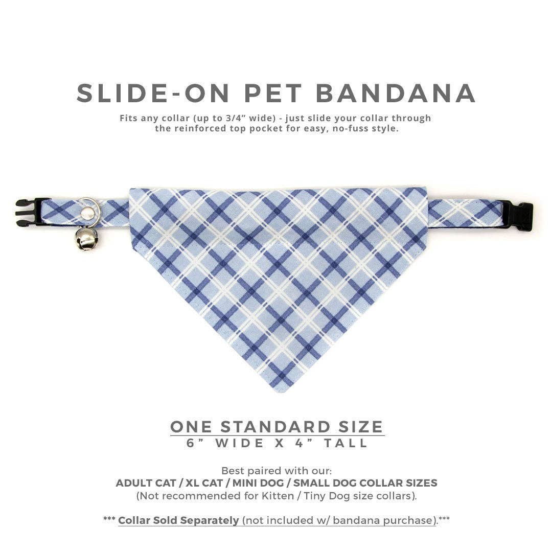 "Skye" - Blue Plaid Bandana for Cat + Small Dog