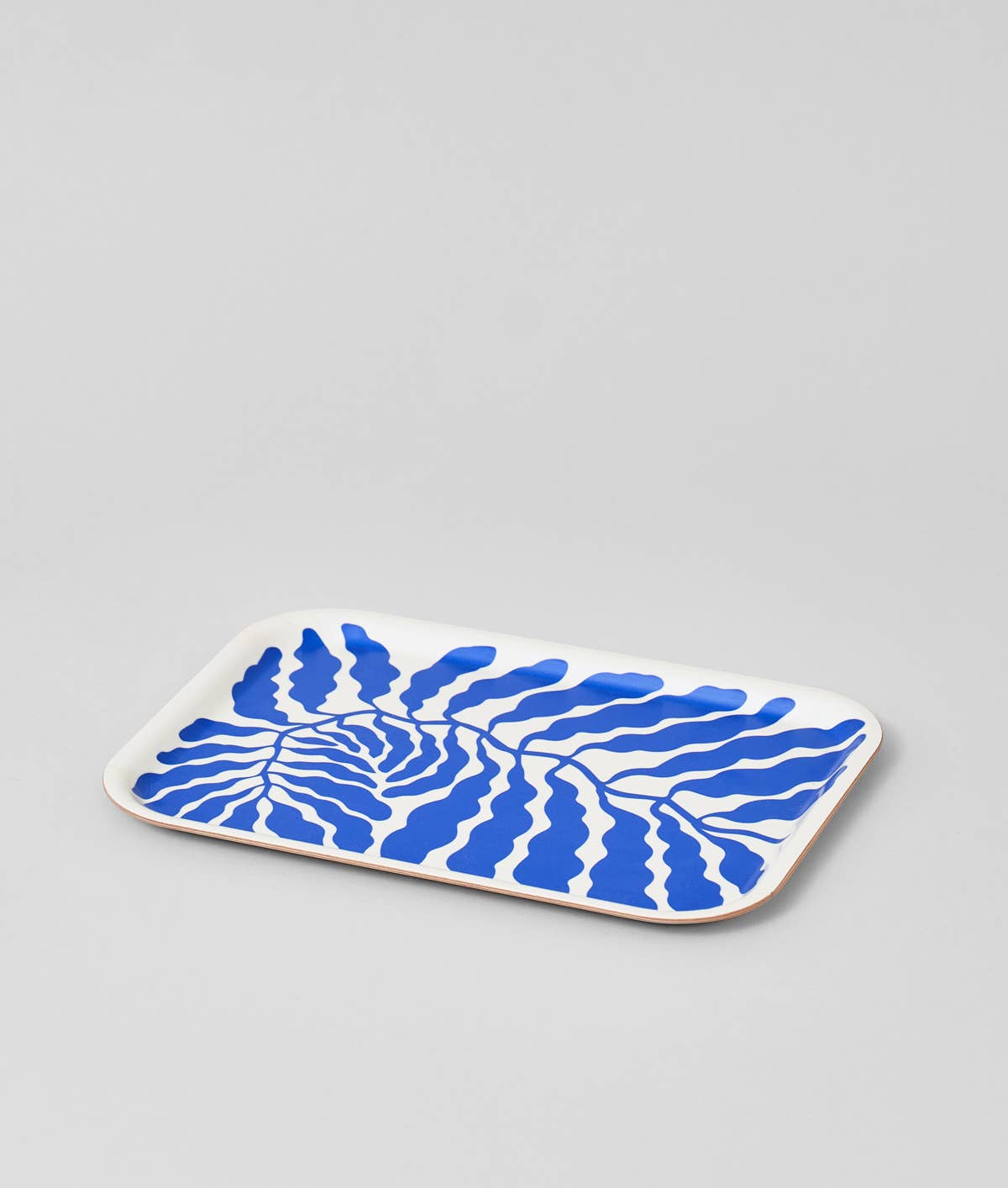 Deep Blue Leaves Large Rectangle Birch Serving Tray
