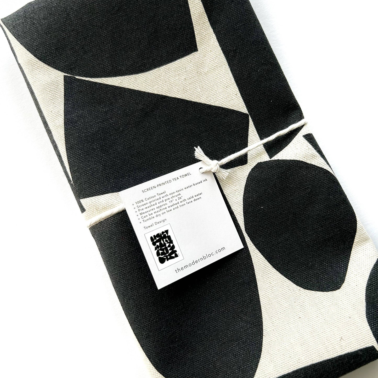 Constructed Shapes - Screen-Printed Natural Cotton Tea Towel