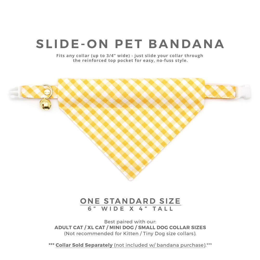 "Picnic" - Yellow Gingham Plaid Bandana for Cat + Small Dogs