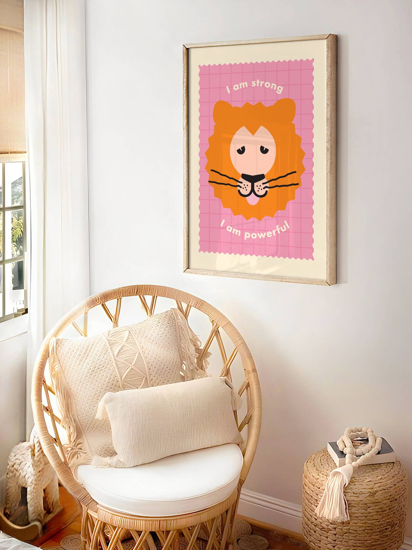 I Am Powerful Print / Cute Lion / Kids Affirmation Art
