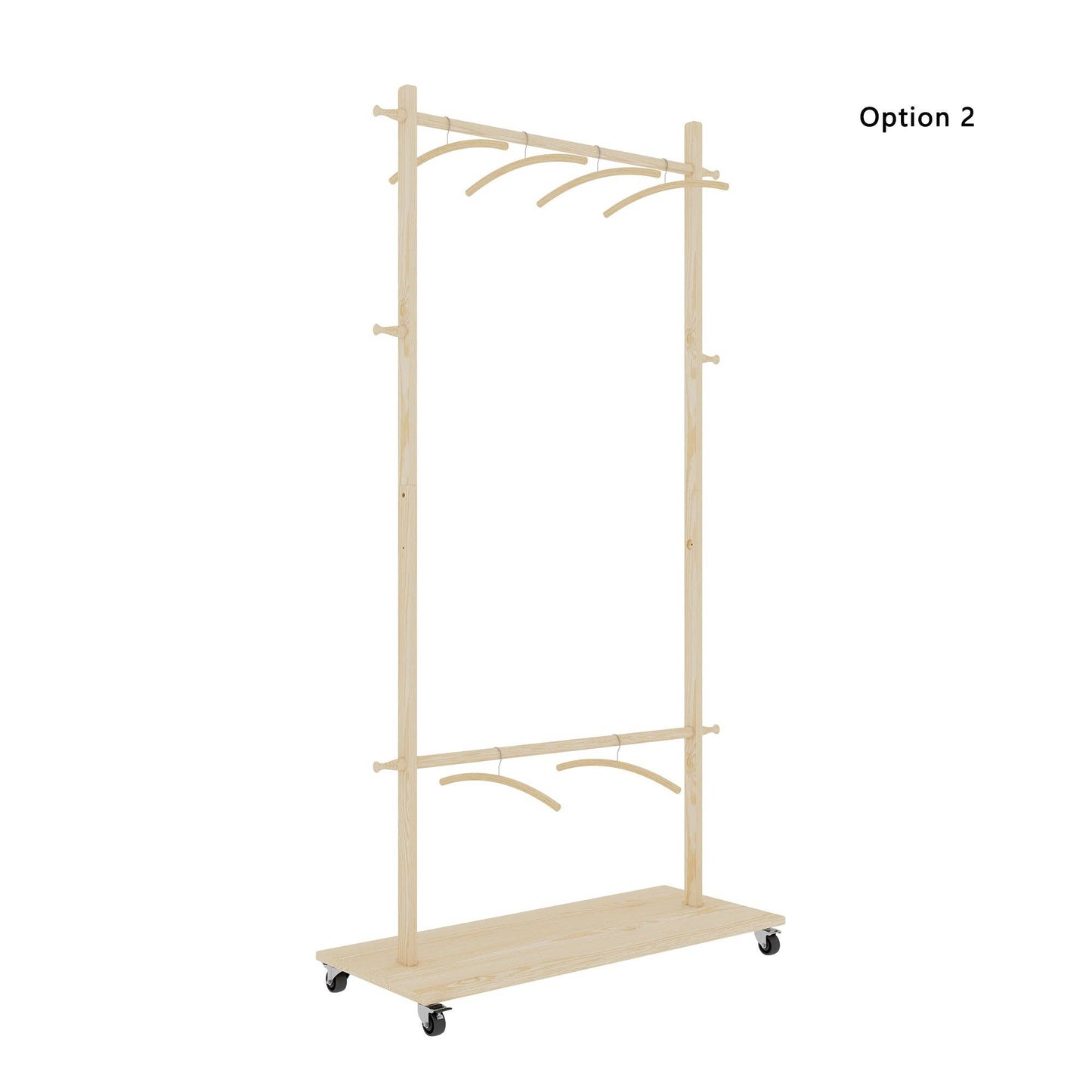 Solid Wood Garment Rack with Shelf, Wheels & 6 Hangers