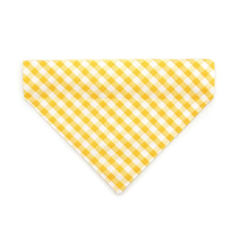 "Picnic" - Yellow Gingham Plaid Bandana for Cat + Small Dogs
