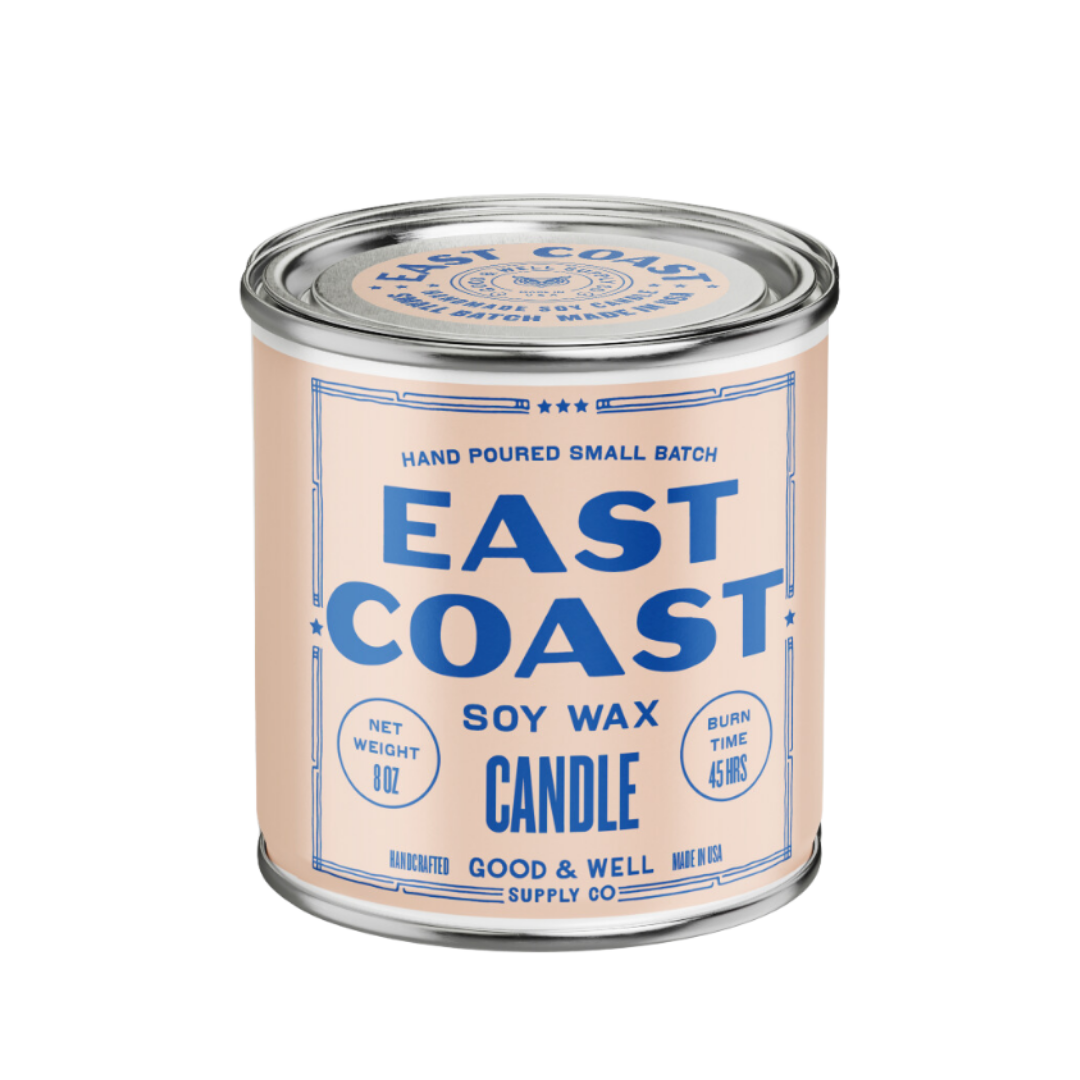 East Coast Soy Wax Candle container on a white background