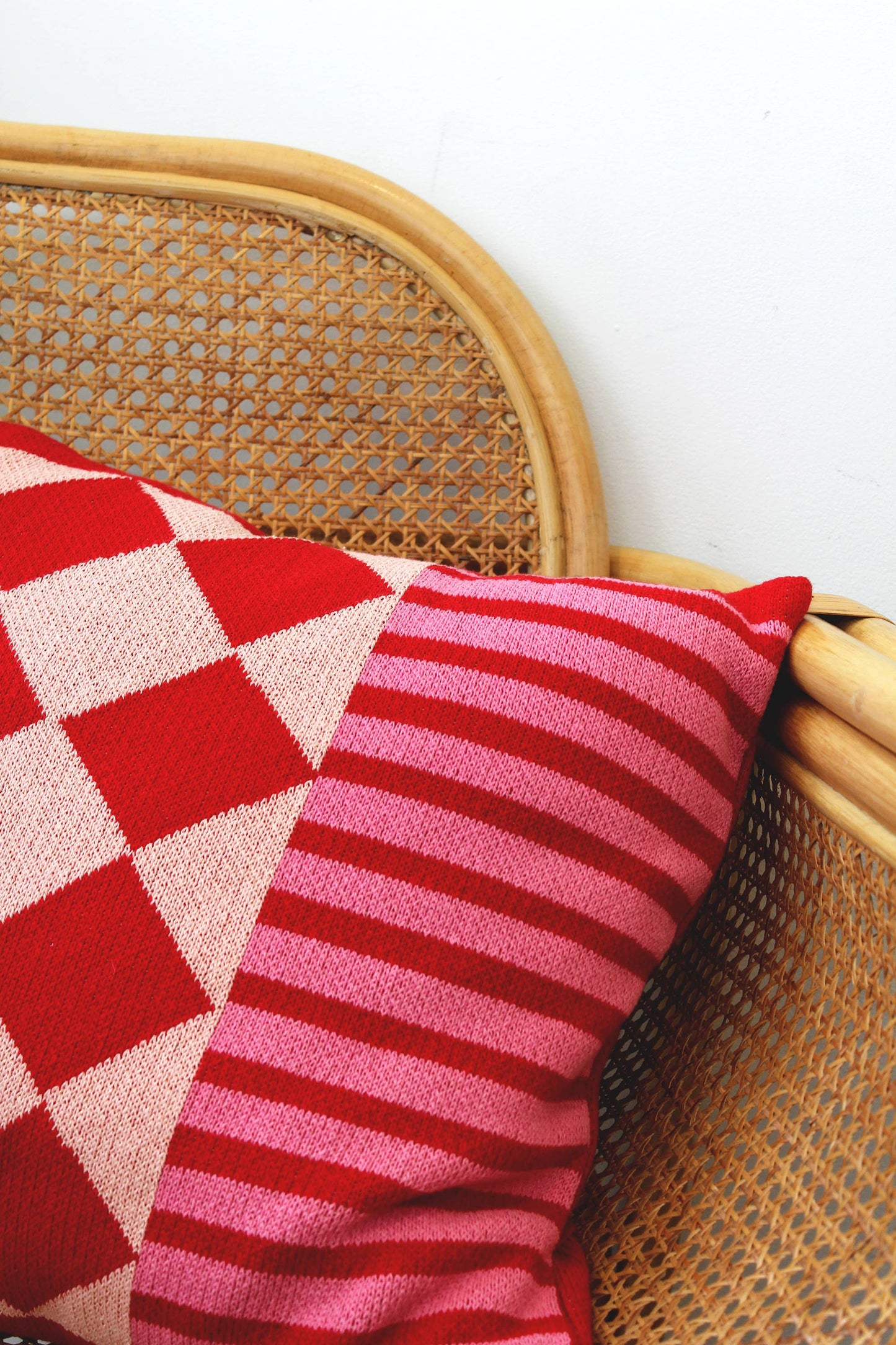 Diamond Checkerboard Knit Throw Pillow