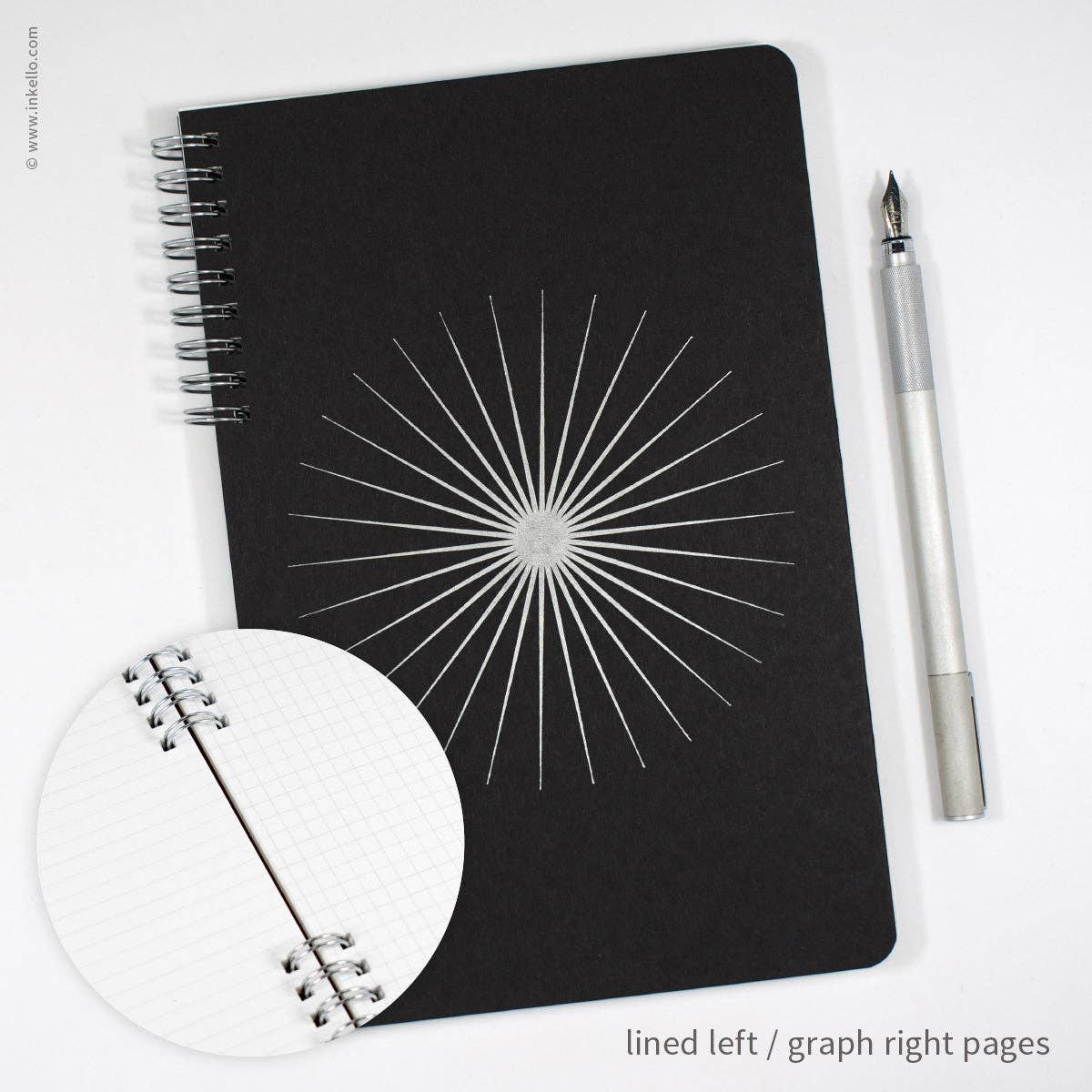 Big Burst Spiral Notebook with Black Cover + Silver Ink