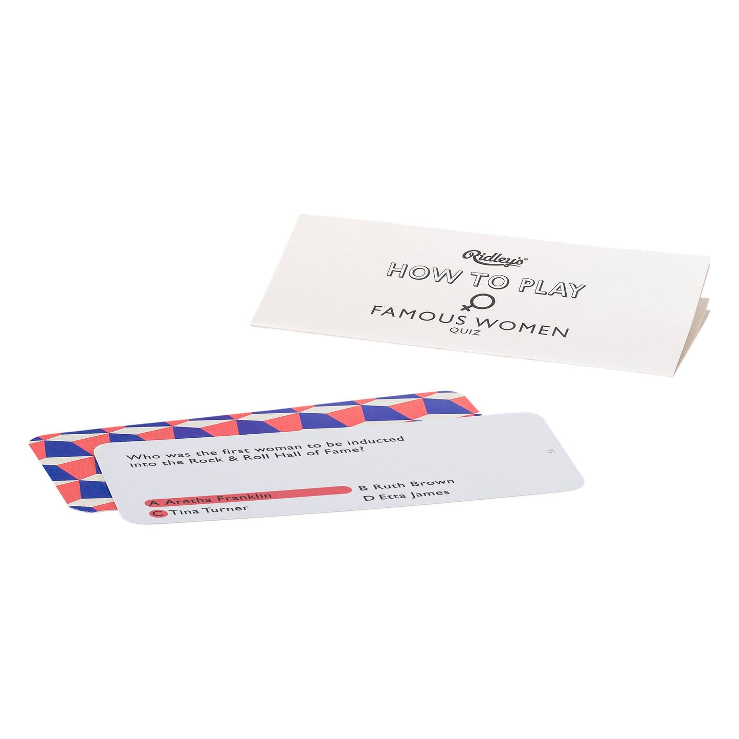 Two question cards from a quiz game on a white background